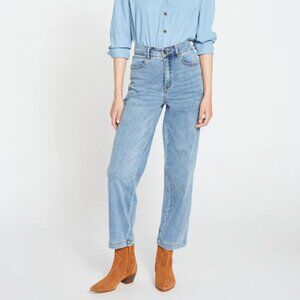 Universal Standard Elastic Waist Weekend Jeans Distressed Washed Indigo Size 16